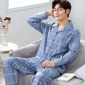 Men's Cotton Long Sleeve Pajamas, Suitable for Middle-aged and Youth in Spring, Autumn, Winter, and Summer, Thin Large Size Pajama Set
