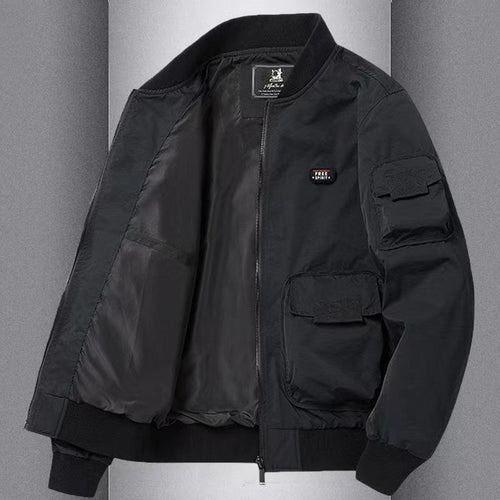 New Autumn Casual Pilot Jacket with Multiple Pockets, Workwear Style, Retro Men's Windproof and Breathable Outerwear, Baseball Jacket